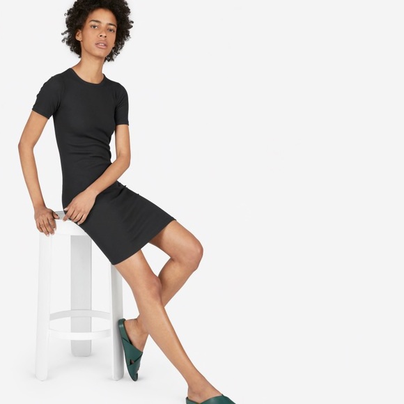 Everlane Pima Rib Black Mini Dress - Picture 2 of 7